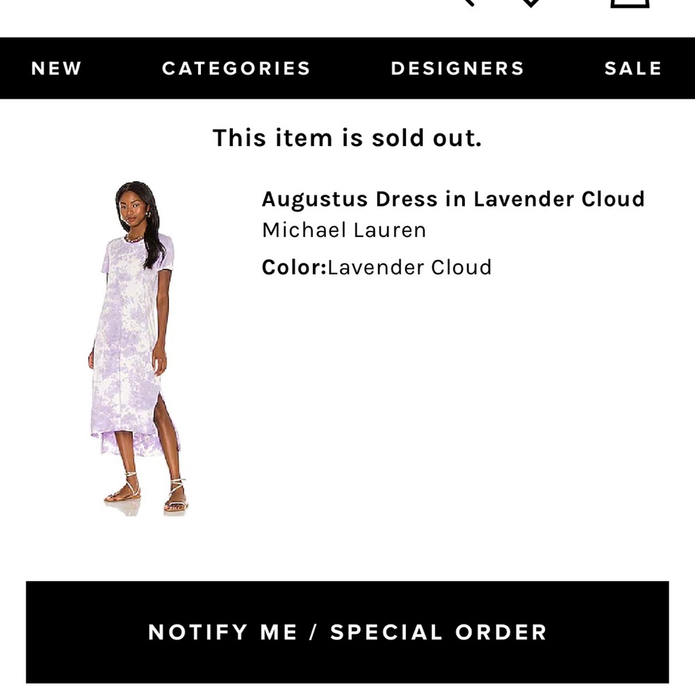 Augustus Dress in Lavender Cloud, Michael Lauren, NWT, small, revolve modesens